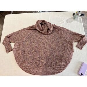 Leo & Nicole Women Pink Multi Space Dye Cowl Neck Oversized Sweater SF56494P M